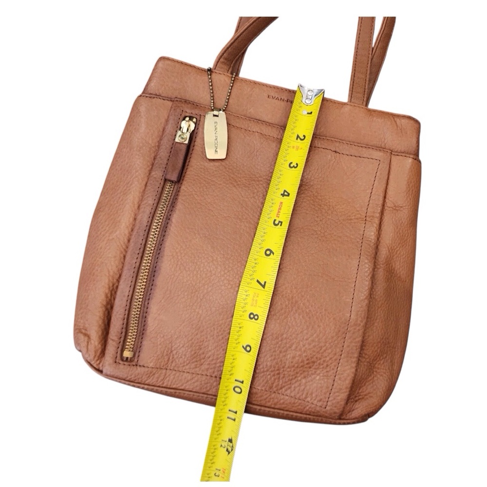 EVAN PICONE Vintage Brown Leather Handbag Purse - Ladies Camel Clr Shoulder Bag - Picture 9 of 16